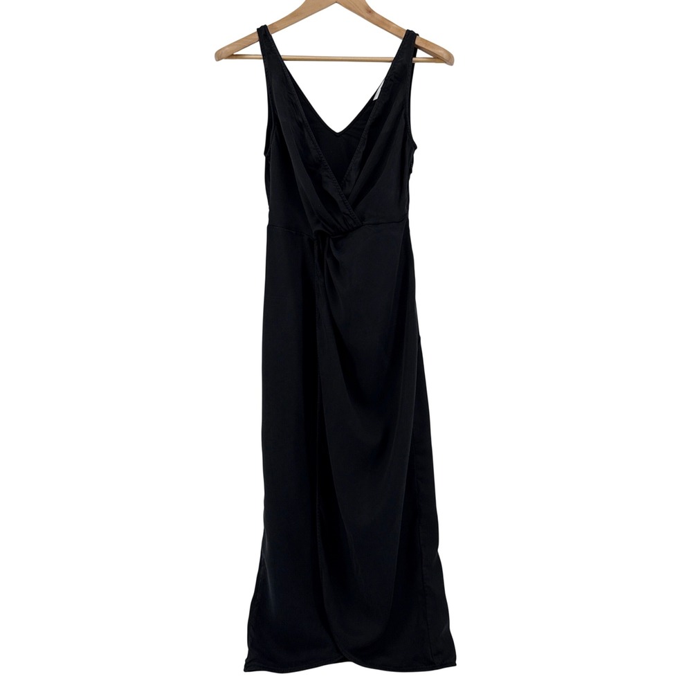 & Other Stories Paris Atelier Black Lyocell Surplice Front Midi Dress Size 2